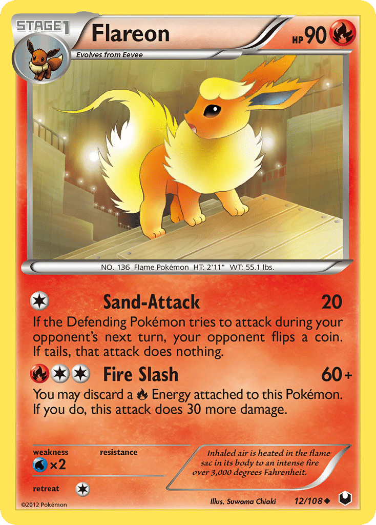 Flareon Pokémon Dark Explorers (12/108) – Black & White