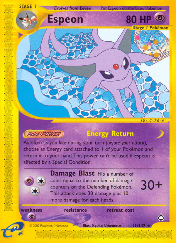 Espeon Pokémon Aquapolis (11/147) – E-Card