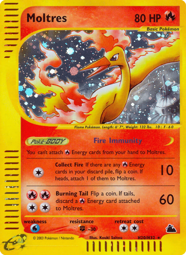 Moltres Pokémon Skyridge (H20/144) – E-Card
