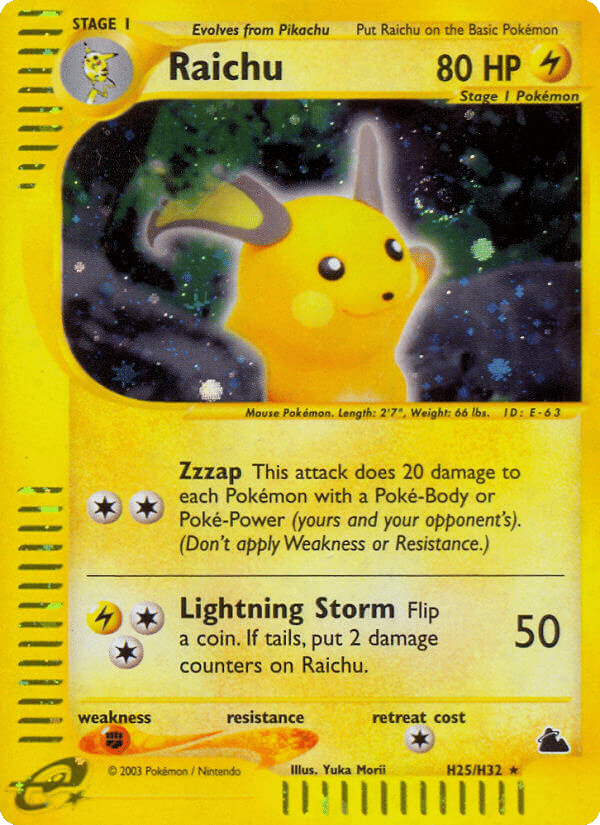 Raichu Pokémon Skyridge (H25/144) – E-Card