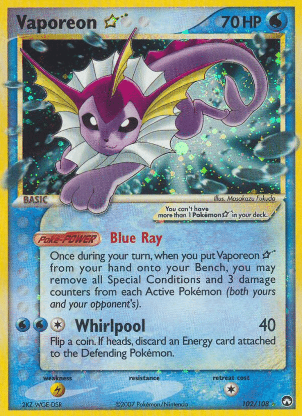Vaporeon ★ Pokémon Power Keepers (102/108) – EX