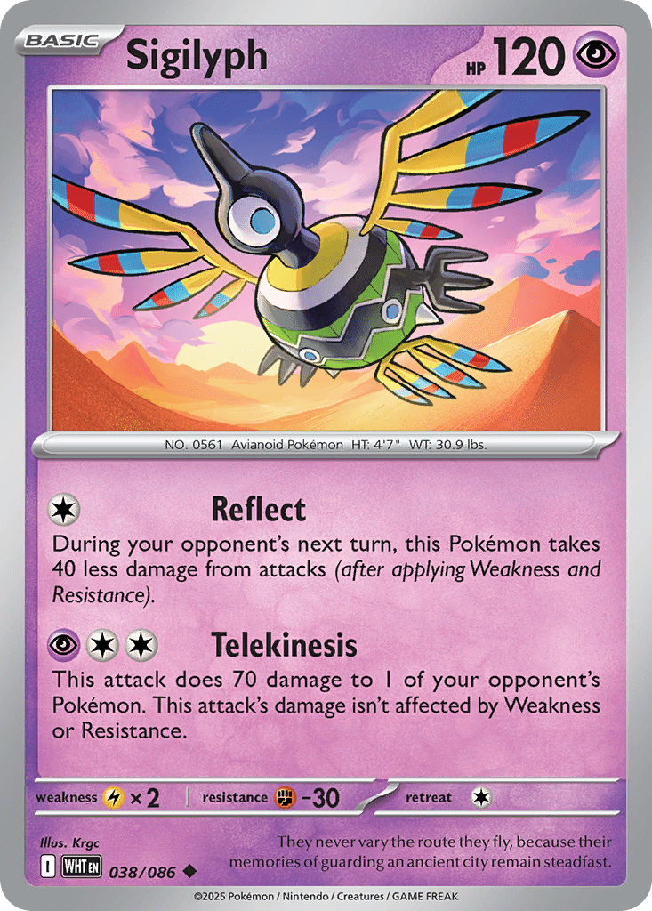 Sigilyph Pokémon White Flare (38/86) – Scarlet & Violet