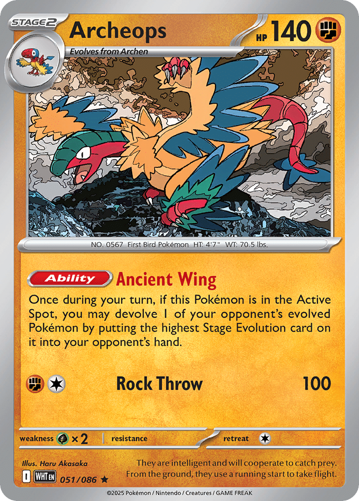 Archeops Pokémon White Flare (51/86) – Scarlet & Violet