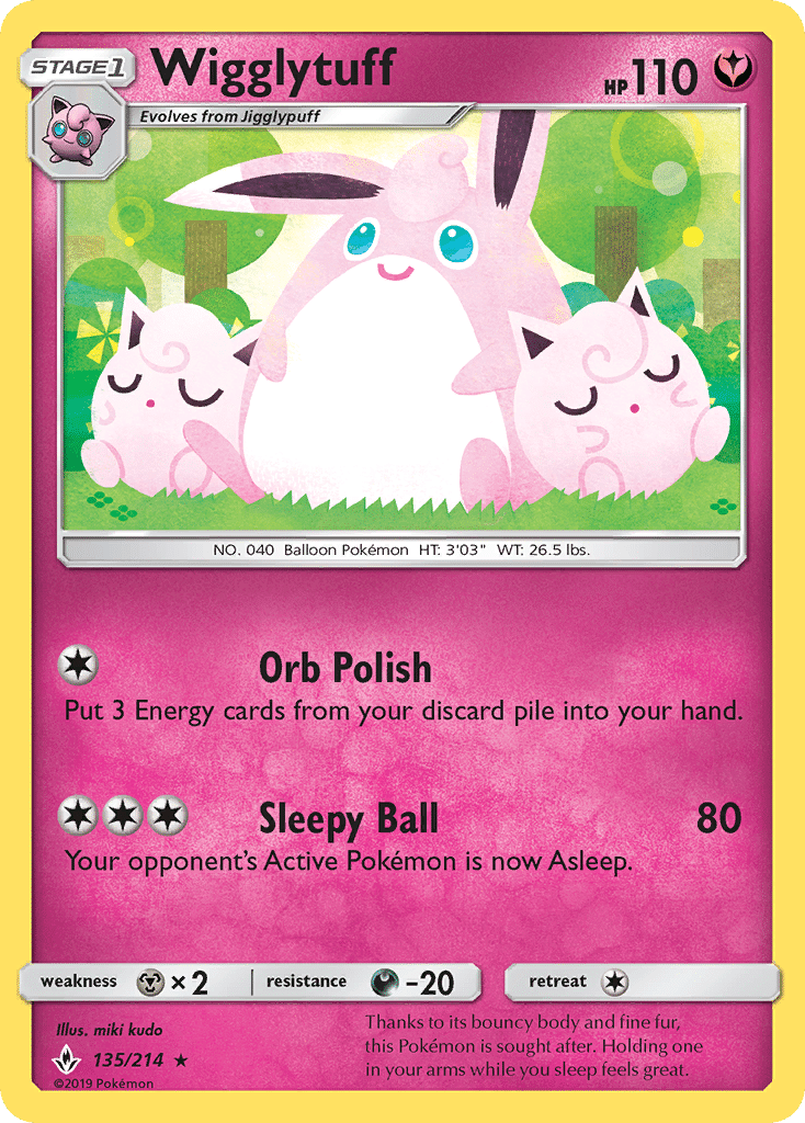 Wigglytuff Pokémon Unbroken Bonds (135/214) – Sun & Moon