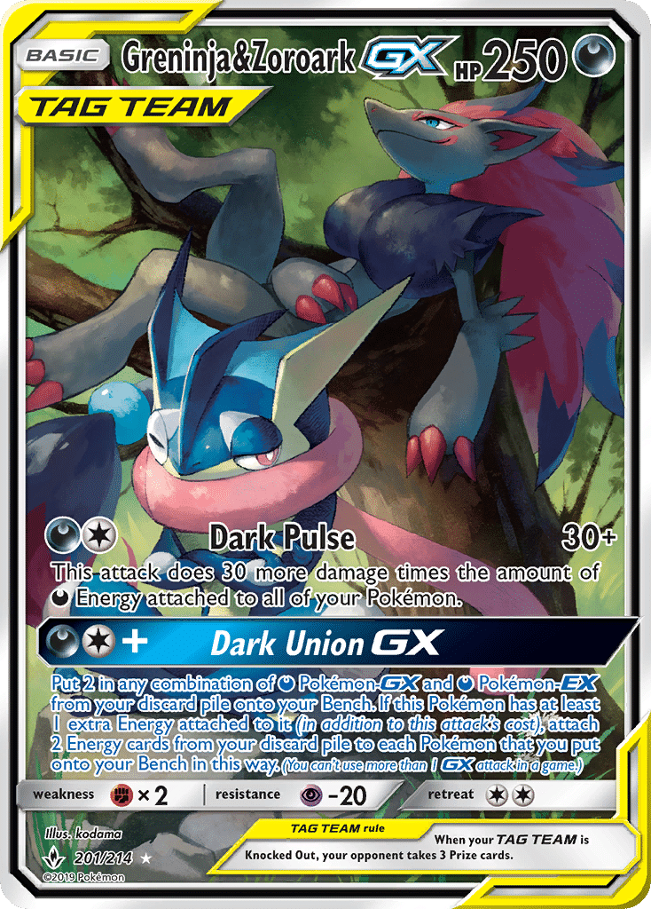 Greninja & Zoroark-GX Pokémon Unbroken Bonds (201/214) – Sun & Moon