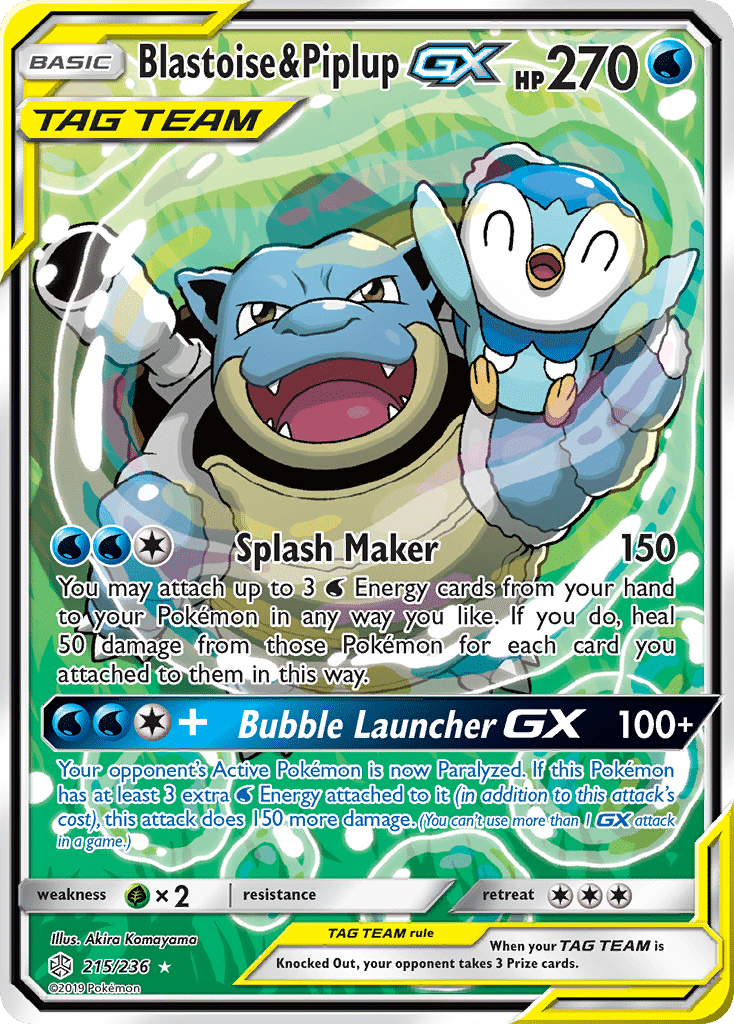 Blastoise & Piplup-GX Pokémon Cosmic Eclipse (215/236) – Sun & Moon