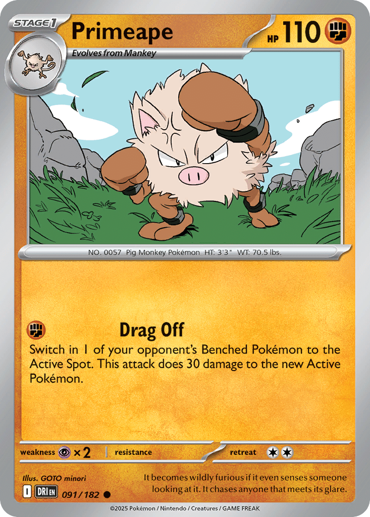 Primeape Pokémon Destined Rivals (91/182) – Scarlet & Violet