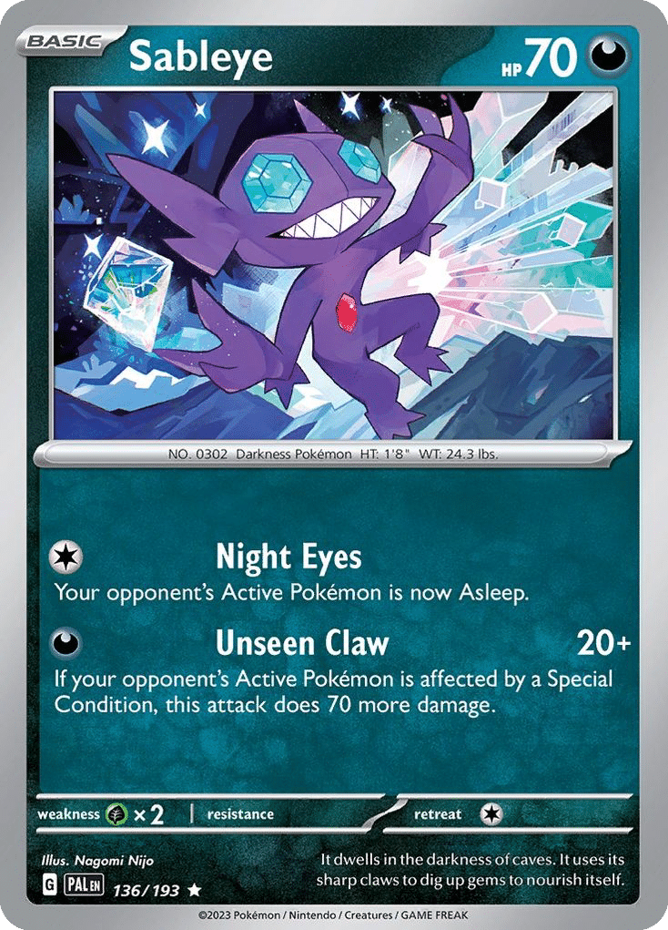 Sableye Pokémon Paldea Evolved (136/193) – Scarlet & Violet