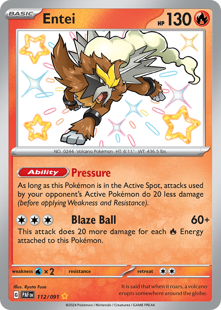Entei Pokémon Paldean Fates (112/91) – Scarlet & Violet