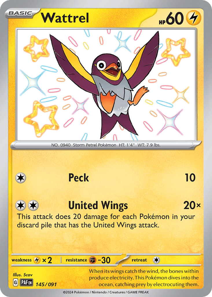 Wattrel Pokémon Paldean Fates (145/91) – Scarlet & Violet