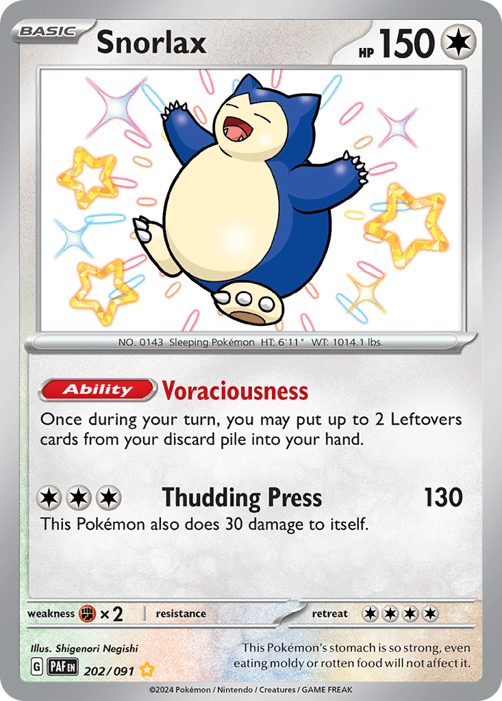 Snorlax Pokémon Paldean Fates (202/91) – Scarlet & Violet