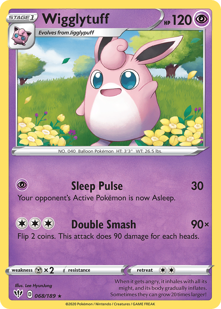 Wigglytuff Pokémon Darkness Ablaze (68/189) – Sword & Shield