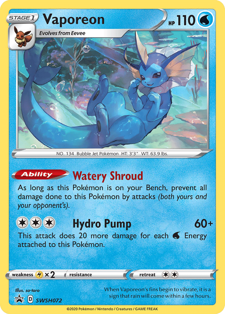 Vaporeon Pokémon SWSH Black Star Promos (SWSH072/307) – Sword & Shield