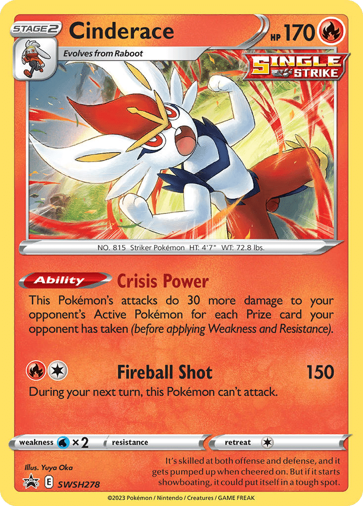 Cinderace Pokémon SWSH Black Star Promos (SWSH278/307) – Sword & Shield