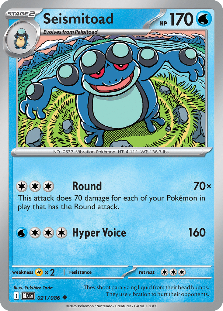 Seismitoad Pokémon Black Bolt (21/86) – Scarlet & Violet