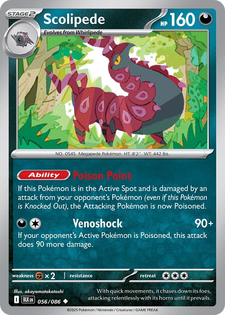 Scolipede Pokémon Black Bolt (56/86) – Scarlet & Violet